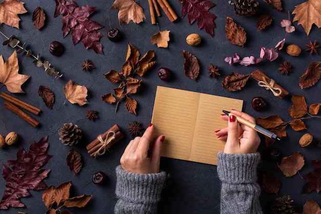 Осенняя осенняя композиция на день благодарения с декоративными сушеными листьями