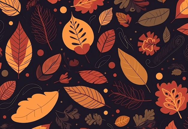 Autumn falling colorful leaves Generative AI