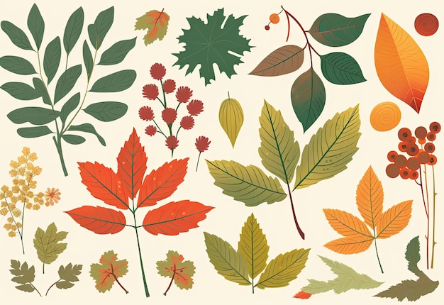 Autumn falling colorful leaves seamless pattern Generative AI