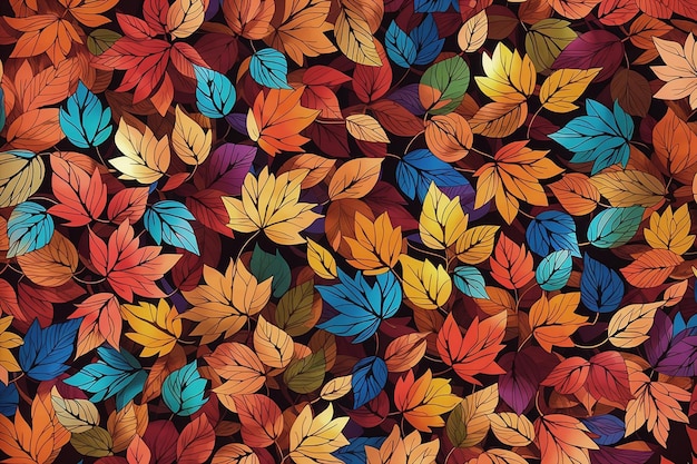 Autumn falling leaves seamless pattern oil painting style