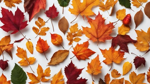 Autumn flat lay background on white