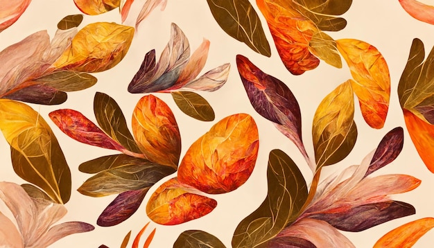 Autumn floral detail and texture abstract floral organic
wallpaper background illustration with organic line the leaves are
lined up close together