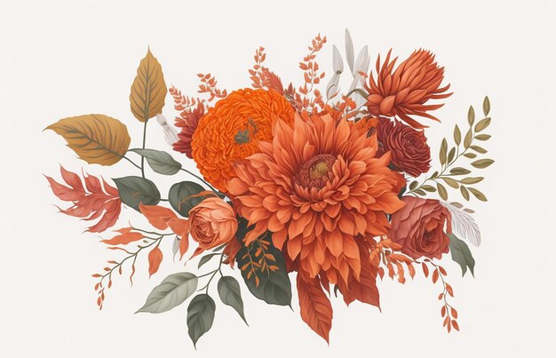 autumn floral wreath watercolor