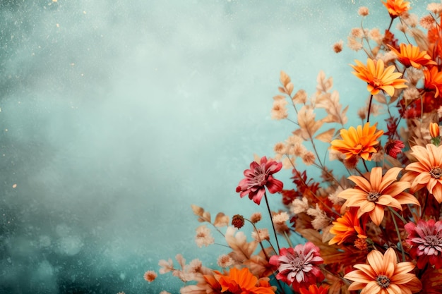 Autumn flower background with copy space