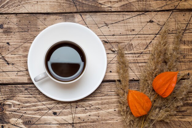 Autumn flowers and a Cup of coffee