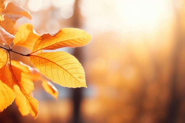 Autumn foliage closeup with yellow orange and red leaves