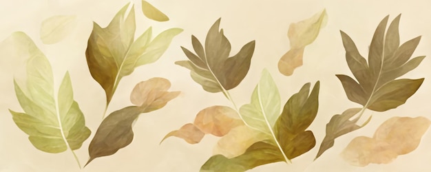 Autumn foliage floral background brown green leaf