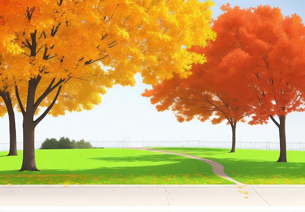 Autumn foliage in a park vector simple 3d smooth isolated illustration