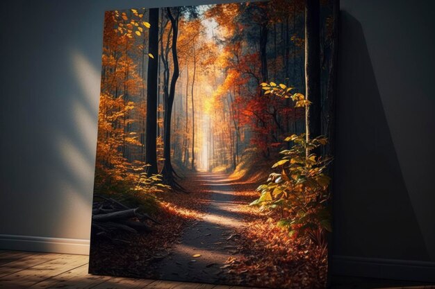 Autumn in forest 8k day light hyperrealistic