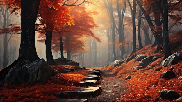 Photo autumn forest background