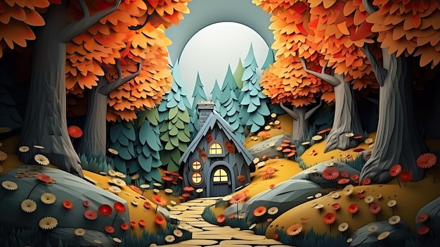 autumn forest children book illustrator style