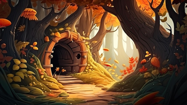 autumn forest children book illustrator style