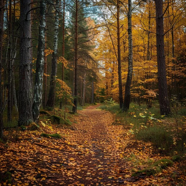 Autumn Forest Hike Schilderachtige kleurrijke pad in het bos