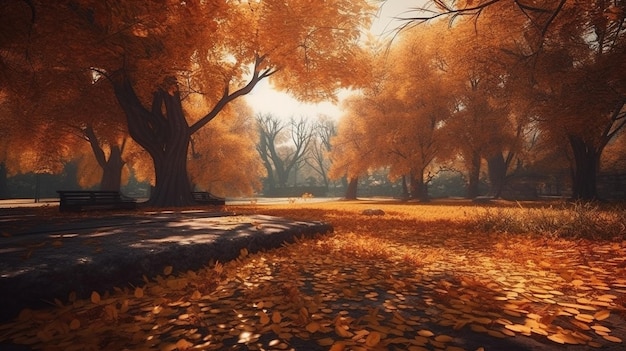 Autumn forest scenery Generative Ai