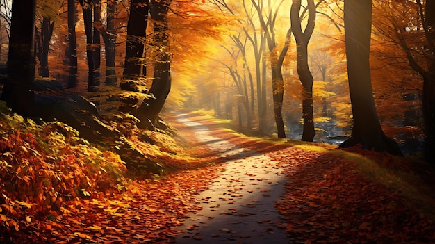 Autumn forest scenery landscape