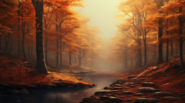 秋の森の風景風景 | プレミアム写真