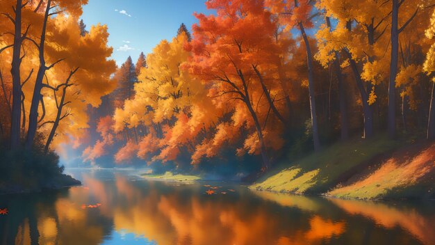 Autumn forest scenery for wallpaper