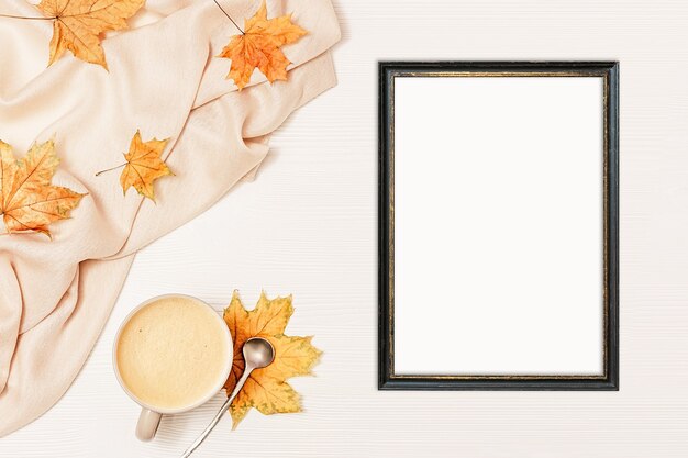 Autumn Frame mockup with vintage black frame