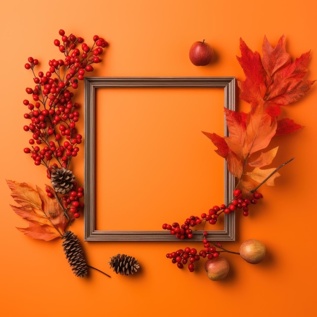 Осенняя рамка с падающими листьями Иллюстрация AI GenerativexA
