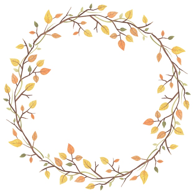 Autumn Frame With Yellow leaves and branch