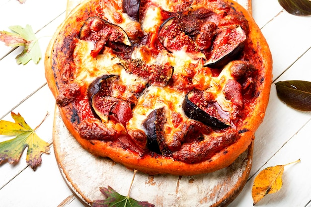 Autumn fruit figs pizza or flatbread