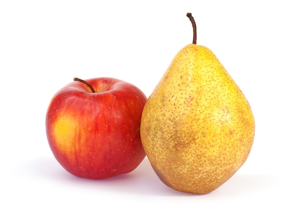 Autumn fruits (apple and pear)  isolated on white background