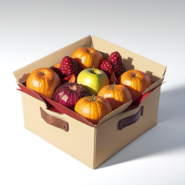 Коробка с осенними фруктами