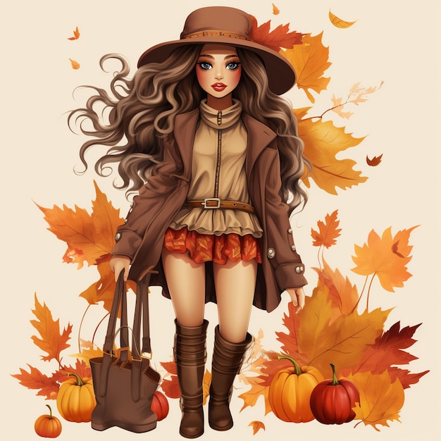 Autumn Girl Fall Fashion Clipart