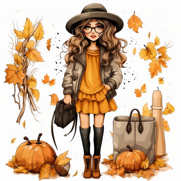 Autumn Girl Fall Fashion Clipart