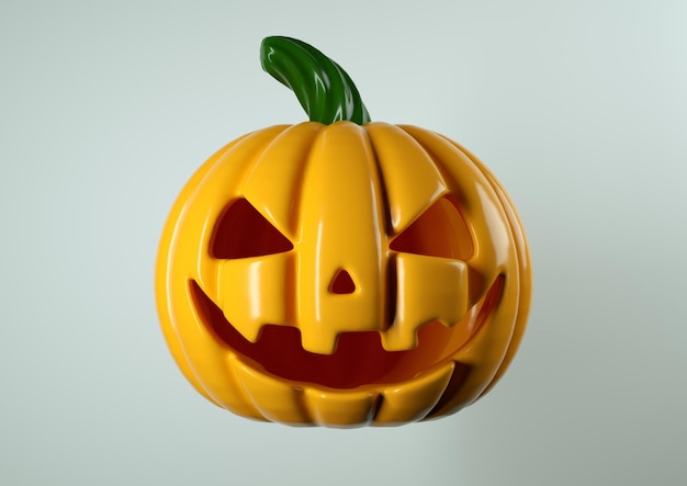 Photo autumn halloween yellow scary pumpkin 3d illustration