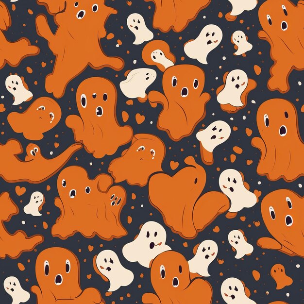 유령 AI 세대와 가을과 Halloweenthemed 원활한 패턴