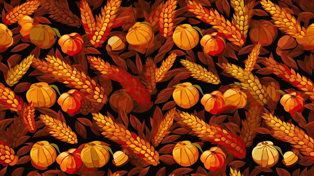 Photo autumn harvest cornucopia pixel pattern