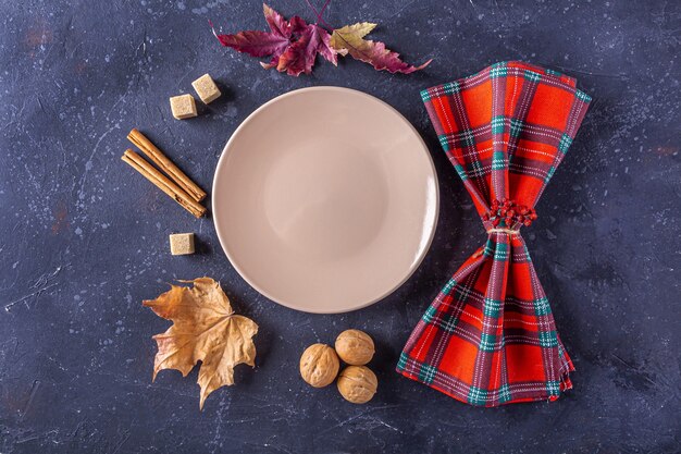 Autumn harvest festival and thanksgiving day table setting.