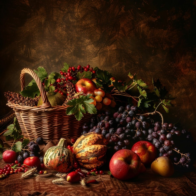 Autumn Harvest Fresh Organic Still Life Painting