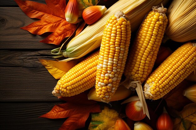 Autumn Harvest Fresh Raw Corn in Abundancec