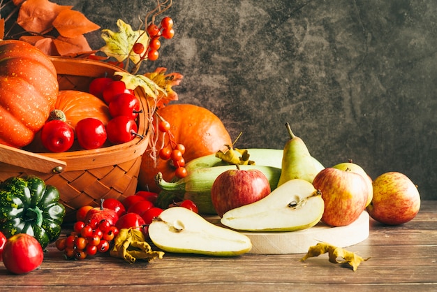 Autumn harvest on table