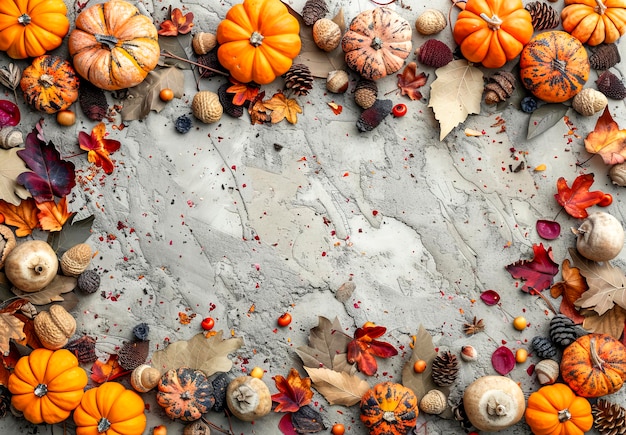 autumn harvest theme with pumpkins and leavesxa