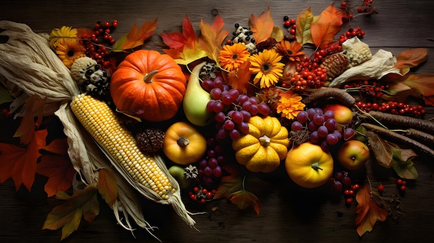 Autumn harvest top view