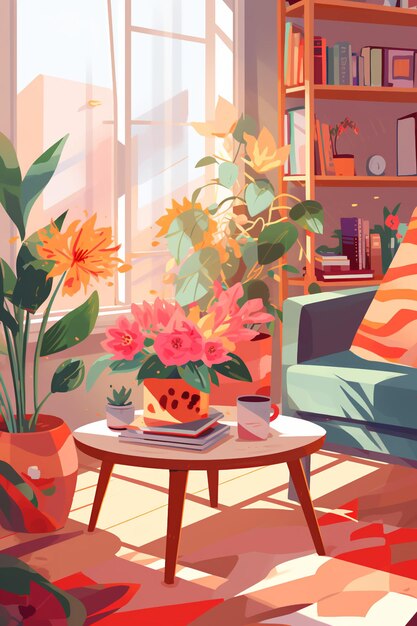 Autumn hygge cozy warmth in a whimsical painting