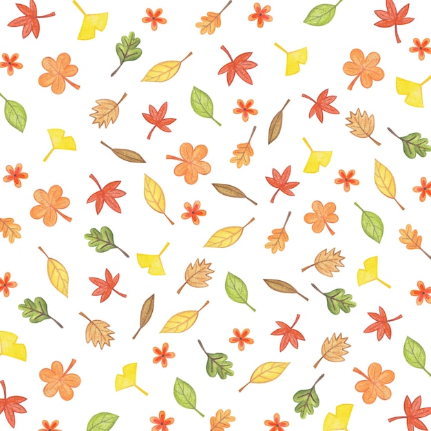 葉のパターンと秋のイラスト
