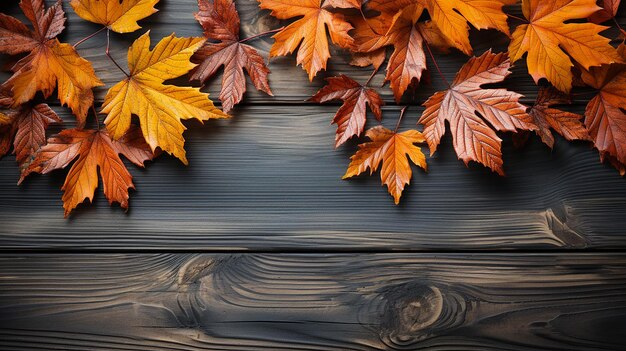 Autumn Indulgence Top View Cupcake Coffee Cup and Leaves on Wooden Table