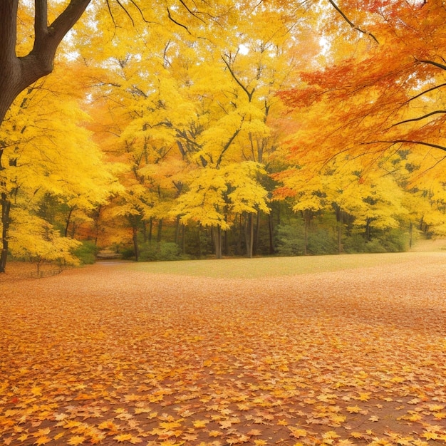 Autumn and its leaves fall slowly generated ai