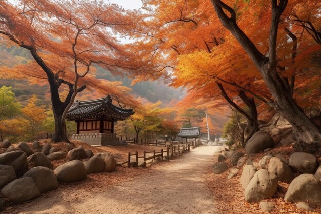 Autumn in korea and maple tree in the park naejangsan national park in autumn seasonsouth korea