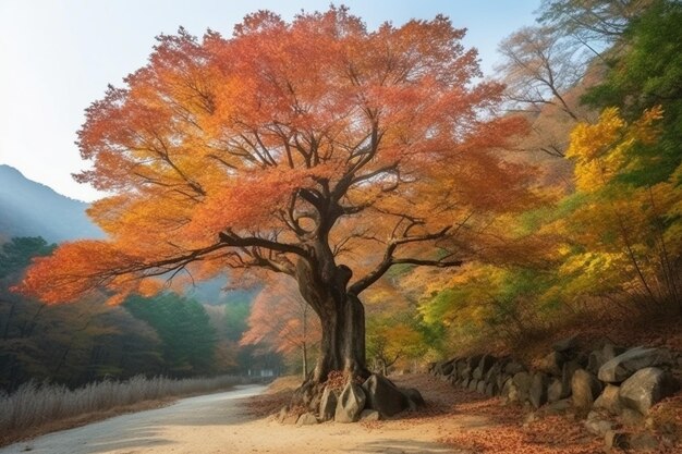 Autumn in korea and maple tree in the park naejangsan national park in autumn seasonsouth korea