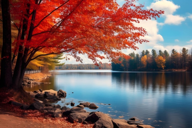 Autumn Lake And Colorful Trees