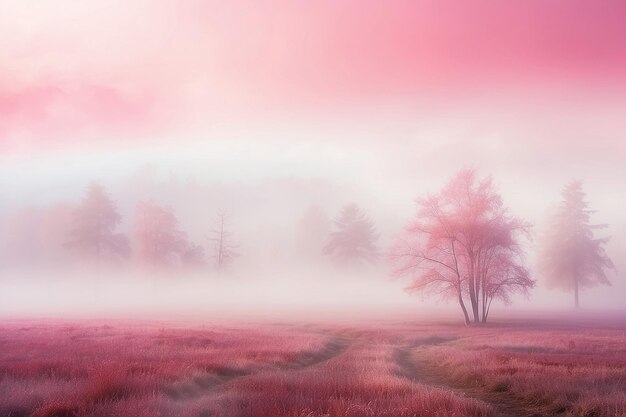 Photo autumn landscape in the fog