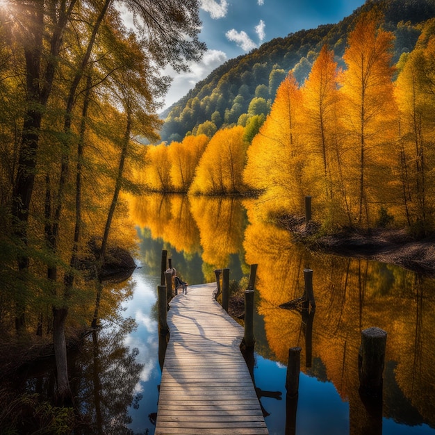 autumn landscape in the forest autumn landscape in the forest autumn landscape of a lake in the