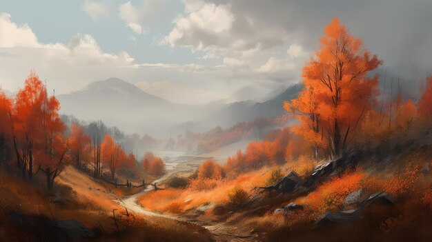 Autumn landscape generative ai