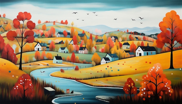 Autumn Landscape Illustration Background