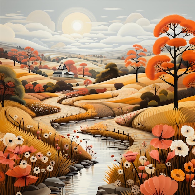 Autumn landscape illustration